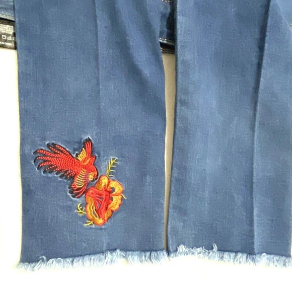 Bee & Ceci Skinny Jeans Size 7 to 8 Embroidered Boho Hippie Floral Birds Concert - Picture 3 of 7
